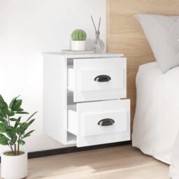 Berkfield Home Wall-mounted Bedside Cabinets 2 pcs High Gloss White 41.5x36x53cm - Size: 41.5x36x53 cm - thumbnail 4