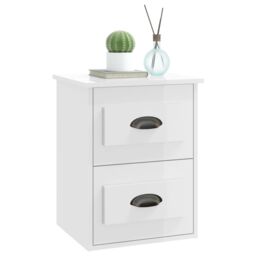 Berkfield Home Wall-mounted Bedside Cabinets 2 pcs High Gloss White 41.5x36x53cm - Size: 41.5x36x53 cm - thumbnail 5