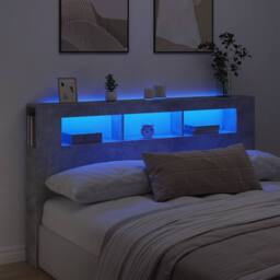 Berkfield Home LED Headboard Concrete Grey 180x18.5x103.5 cm Engineered Wood