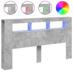 Berkfield Home LED Headboard Concrete Grey 180x18.5x103.5 cm Engineered Wood - thumbnail 2
