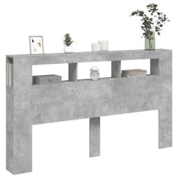 Berkfield Home LED Headboard Concrete Grey 180x18.5x103.5 cm Engineered Wood - thumbnail 5
