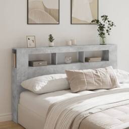 Berkfield Home LED Headboard Concrete Grey 180x18.5x103.5 cm Engineered Wood - thumbnail 4