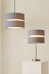 ValueLights Sophia Small 26cm Drum Easy Fit Ceiling Light Lamp Shade with Bulb in Grey - Size: 10 inches - thumbnail 7