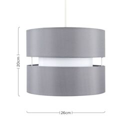 ValueLights Sophia Small 26cm Drum Easy Fit Ceiling Light Lamp Shade with Bulb in Grey - Size: 10 inches - thumbnail 9