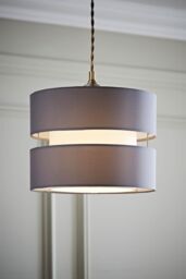 ValueLights Sophia Small 26cm Drum Easy Fit Ceiling Light Lamp Shade with Bulb in Grey - Size: 10 inches - thumbnail 2
