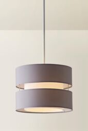 ValueLights Sophia Small 26cm Drum Easy Fit Ceiling Light Lamp Shade with Bulb in Grey - Size: 10 inches - thumbnail 3