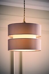 ValueLights Sophia Small 26cm Drum Easy Fit Ceiling Light Lamp Shade with Bulb in Grey - Size: 10 inches