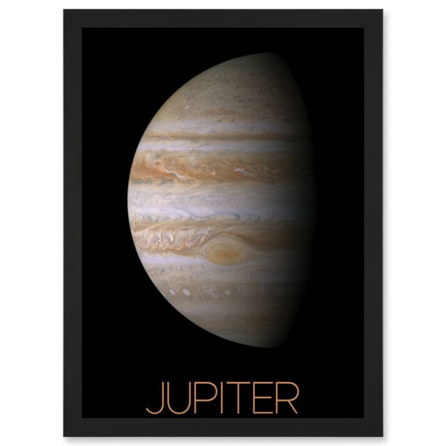 Artery8 NASA Our Solar System Jupiter Planet Image Red Spot Artwork Framed Wall Art Print A4 in Black - image 1