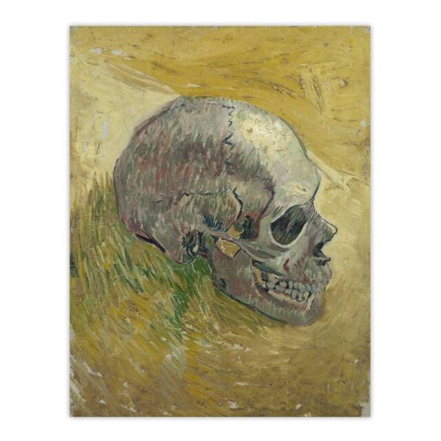 "Artery8 Human Skull Study in Yellow Van Gogh Vintage Wall Art Print Poster - Size: W24"" x H32""" - image 1