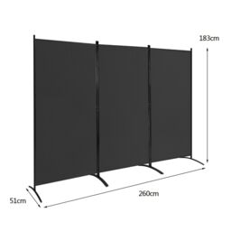 Costway 3 Panels Freestanding Room Divider Wall Folding Room Partition Separator Privacy Black - thumbnail 2