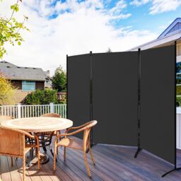 Costway 3 Panels Freestanding Room Divider Wall Folding Room Partition Separator Privacy Black - thumbnail 3