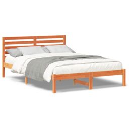 Berkfield Home with Headboard Wax brown 140 x 210 cm Solid pine wood - thumbnail 4
