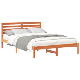 Berkfield Home with Headboard Wax brown 140 x 210 cm Solid pine wood - thumbnail 3