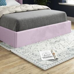 KDMD Makis Straight Winged Upholstered Soft Velvet Designer Bed Frame in Pink - Size: Single - thumbnail 4