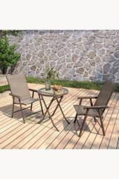 Living and Home Alexsia 2 Seater Dining Bistro Set in Brown
