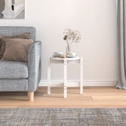 Berkfield Home Coffee Table White Ã˜ 42.5x45 cm Solid Wood Pine - thumbnail 3