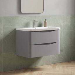 Balterley Dunwood 2 Drawer Wall Hung Vanity Basin Unit, Satin Grey, 800mm in Grey - thumbnail 4