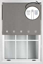 Furnished Dark Grey Blackout Roller Blind with Chrome Square Eyelets & Metal Fittings - Size: 55 cm width x 165 cm drop - thumbnail 1
