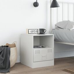 Berkfield Home Bedside Cabinet White 34.5x39x44 cm Steel - thumbnail 3