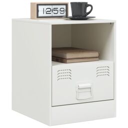 Berkfield Home Bedside Cabinet White 34.5x39x44 cm Steel - thumbnail 4
