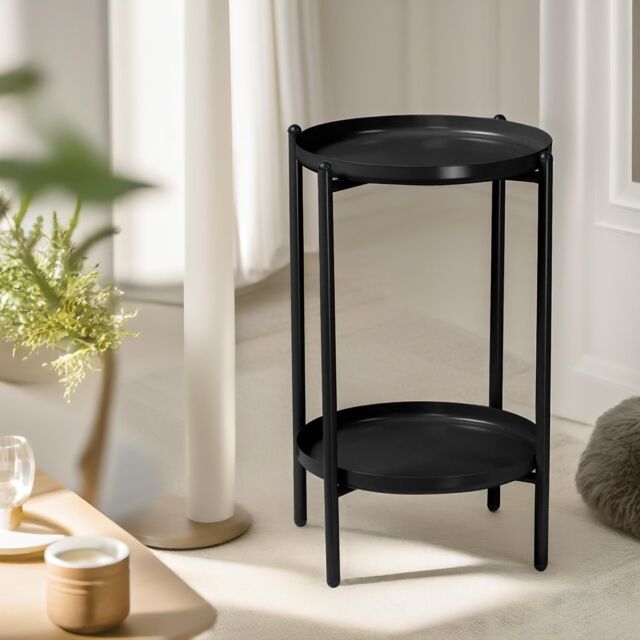 Pirlo Plush Small Oak Round Side Table Living Room Hallway Furniture in Natural - image 1