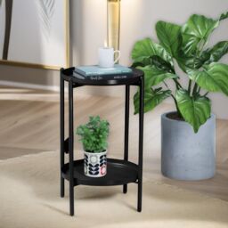 Pirlo Plush Small Oak Round Side Table Living Room Hallway Furniture in Natural - thumbnail 4