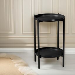 Pirlo Plush Small Oak Round Side Table Living Room Hallway Furniture in Natural - thumbnail 2