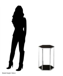 Orsina Black & Silver End Table, Small Side Table By Couch, Settee Side Table, Black Marble Top Sofa Side Table - thumbnail 5