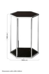 Orsina Black & Silver End Table, Small Side Table By Couch, Settee Side Table, Black Marble Top Sofa Side Table - thumbnail 4