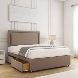 "BSSPOKE Ella Divan Bed Plush 24""Headboard & 2 Drawers Same Side & No Mattress in Bronze - Size: Double" - thumbnail 2
