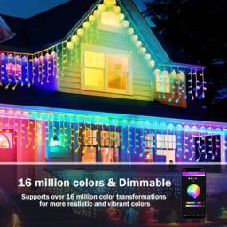 Bright Zeal 2 Pack RGB Smart Icicle Christmas Lights, 66ft 299*2 LED in White - thumbnail 3