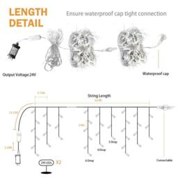 Bright Zeal 2 Pack RGB Smart Icicle Christmas Lights, 66ft 299*2 LED in White - thumbnail 7