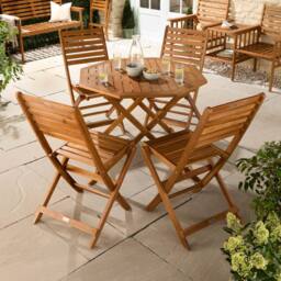 VonHaus Cannes Acacia Wood Folding Garden Dining Table in Brown - thumbnail 3