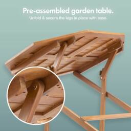 VonHaus Cannes Acacia Wood Folding Garden Dining Table in Brown - thumbnail 5