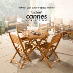 VonHaus Cannes Acacia Wood Folding Garden Dining Table in Brown - thumbnail 6