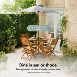 VonHaus Cannes Acacia Wood Folding Garden Dining Table in Brown - thumbnail 2