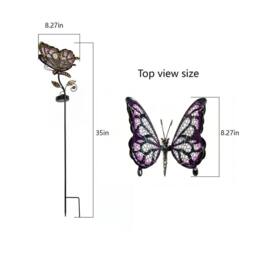 "Bright Zeal Solar Butterfly Lights 35"" Purple/Blue Glass Stake Auto On Off-Outdoor Decor in Purple" - thumbnail 5
