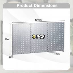 Costway Wall-Mounted Pegboard Kit Pegboard Tool Organizing Kit w/ 3 Pegboards in Silver - thumbnail 2