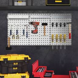 Costway Wall-Mounted Pegboard Kit Pegboard Tool Organizing Kit w/ 3 Pegboards in Silver - thumbnail 9