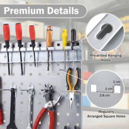 Costway Wall-Mounted Pegboard Kit Pegboard Tool Organizing Kit w/ 3 Pegboards in Silver - thumbnail 4