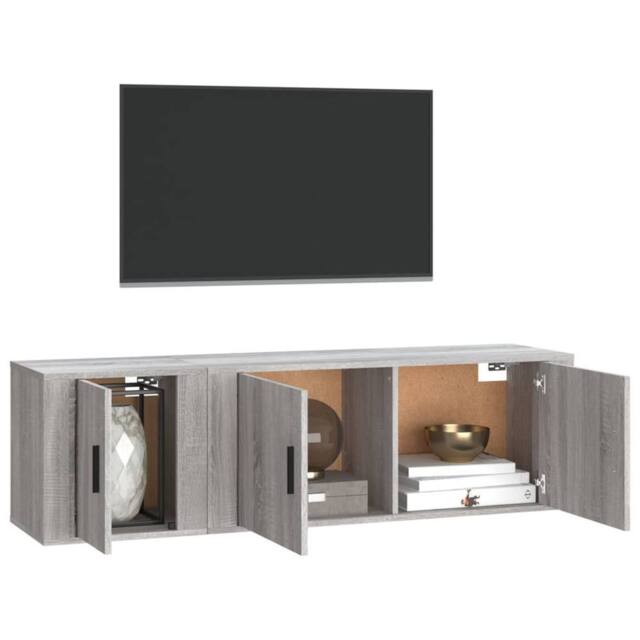 Berkfield Home Classic 2 Piece TV Cabinet Set Grey Sonoma Engineered Wood - image 1