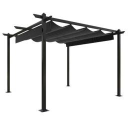 Berkfield Home Garden Gazebo with Retractable Roof 3x3 m Anthracite in Black - thumbnail 2