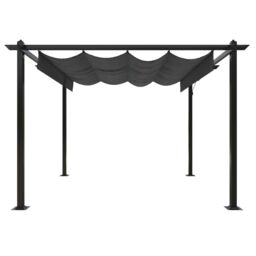 Berkfield Home Garden Gazebo with Retractable Roof 3x3 m Anthracite in Black - thumbnail 5