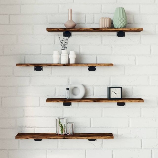 Berkfield Home Wall Shelves 4 pcs Smoked Oak 60x10x1.5 cm Engineered Wood in Brown - image 1