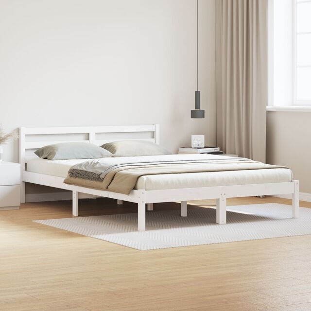 Berkfield Home Bed Frame with Headboard White 160x210 cm Solid Wood Pine - image 1