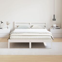 Berkfield Home Bed Frame with Headboard White 160x210 cm Solid Wood Pine - thumbnail 4