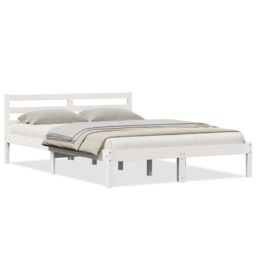 Berkfield Home Bed Frame with Headboard White 160x210 cm Solid Wood Pine - thumbnail 3