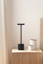 Living and Home Industrial-Style Rechargeable Dimmable Table Lamp Night Light in Black