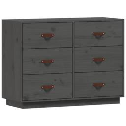 Berkfield Home Sideboard Grey 100x40x75 cm Solid Wood Pine - Size: 100 x 40 x 75 cm