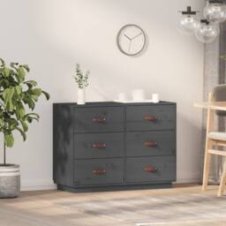 Berkfield Home Sideboard Grey 100x40x75 cm Solid Wood Pine - Size: 100 x 40 x 75 cm - thumbnail 2
